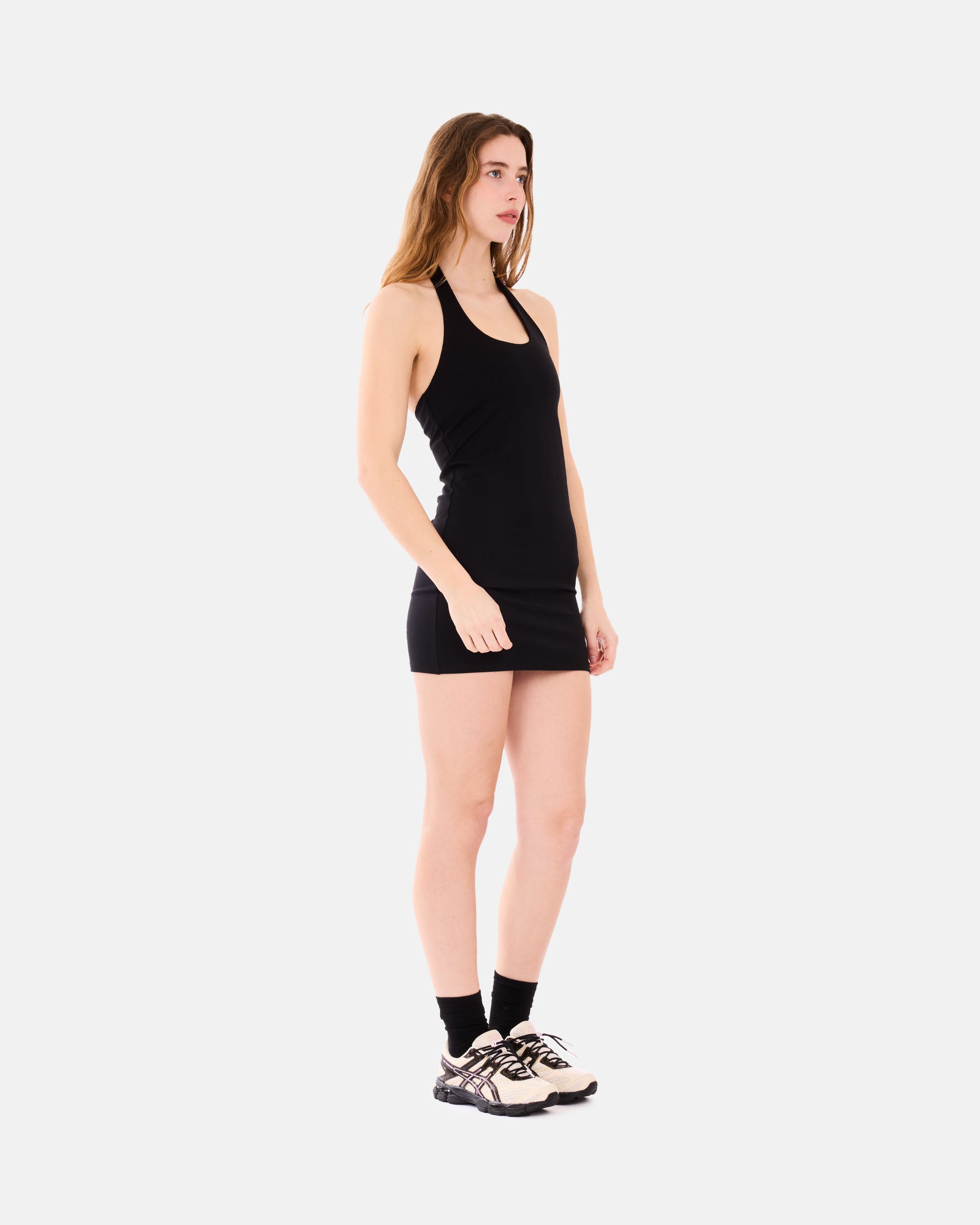 Organic Basics Core Halter Mini Dress Black OB430016-Black