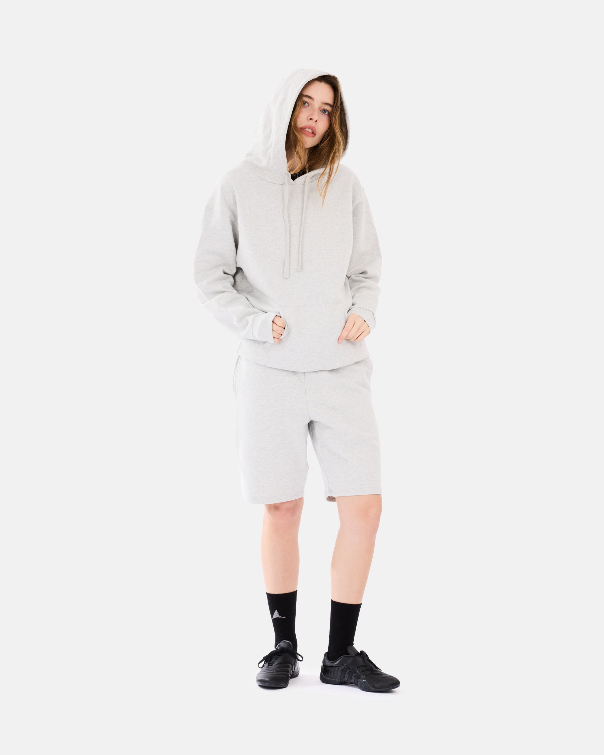 Organic Basics Weekend Boxy Fit Hoodie Misty Grey Melange OB450009-Grey