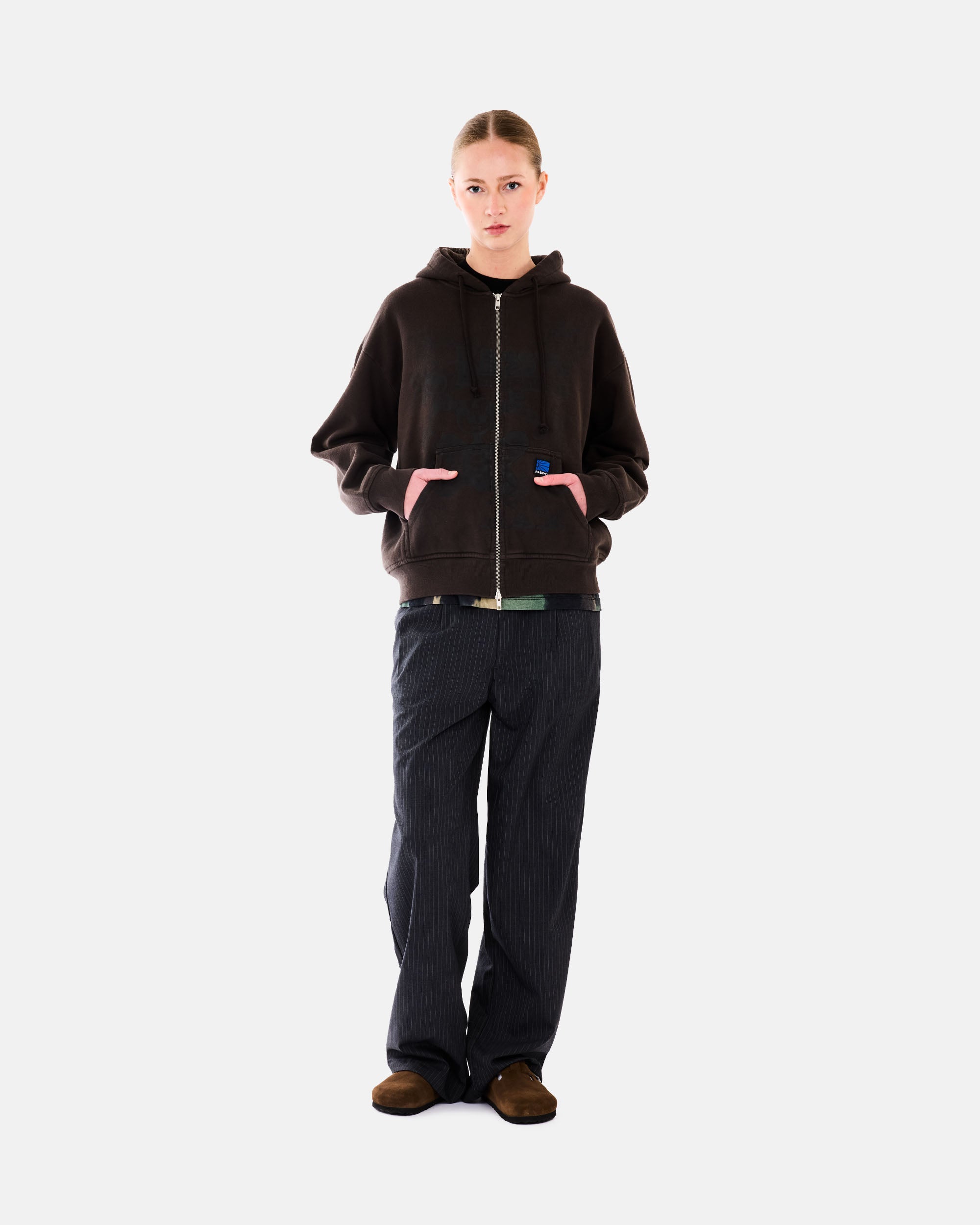 RASSVET COLLAGE ZIP HOODIE BROWN PACC18T024