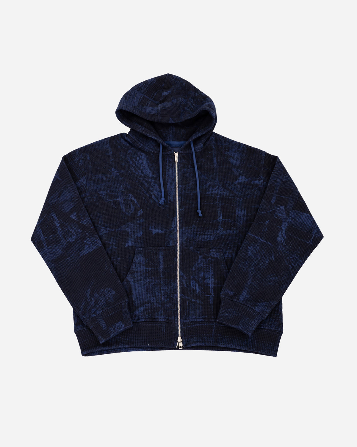 Concealed Washed Waffle Thermal Zip Hoodie