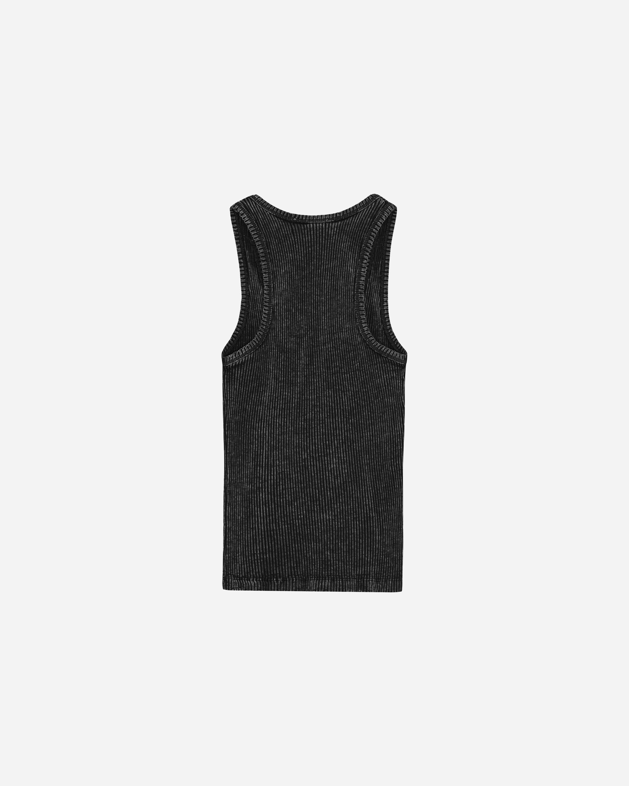 GANNI Heavy Rib Jersey Tank Top Black Washed T4225