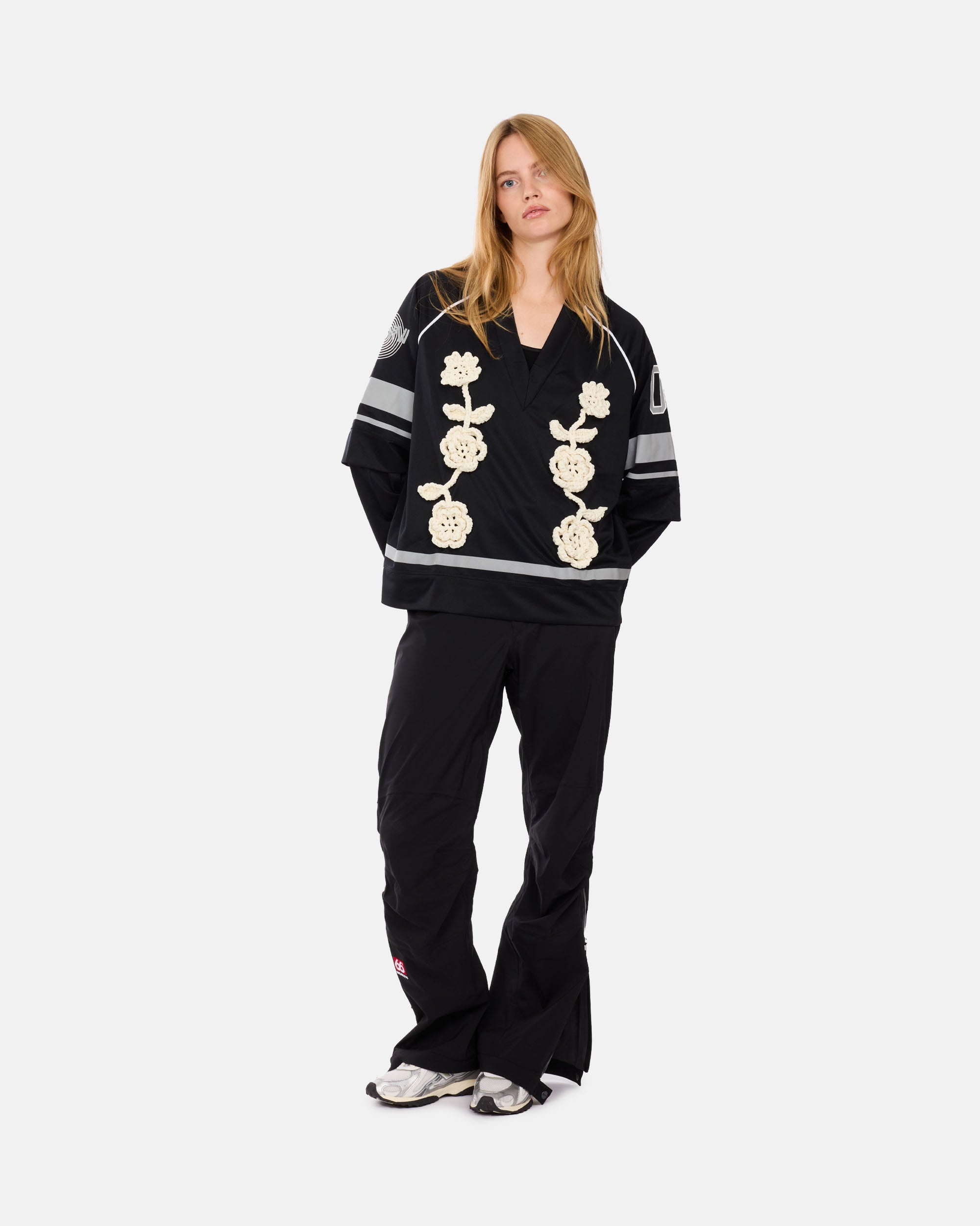 GANNI Cycora Jersey Oversized Long Sleeve Black T4392