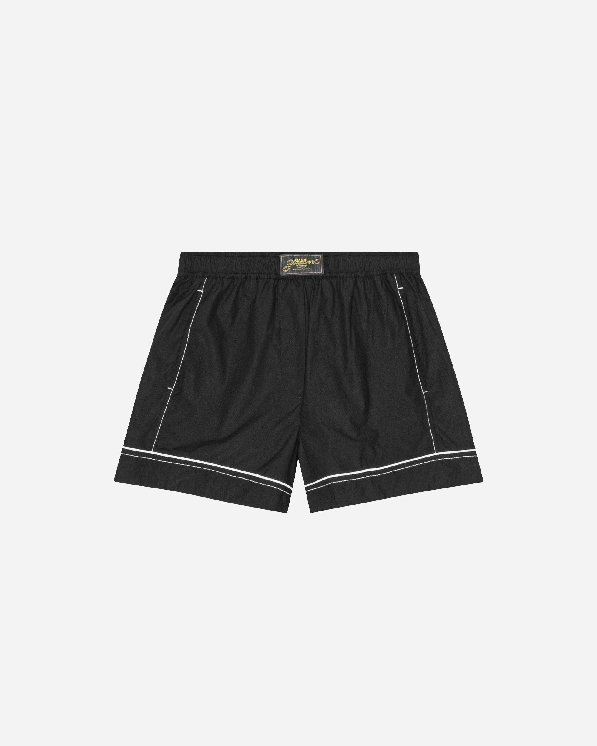 GANNI Cotton Poplin Elasticated Shorts Black W0504