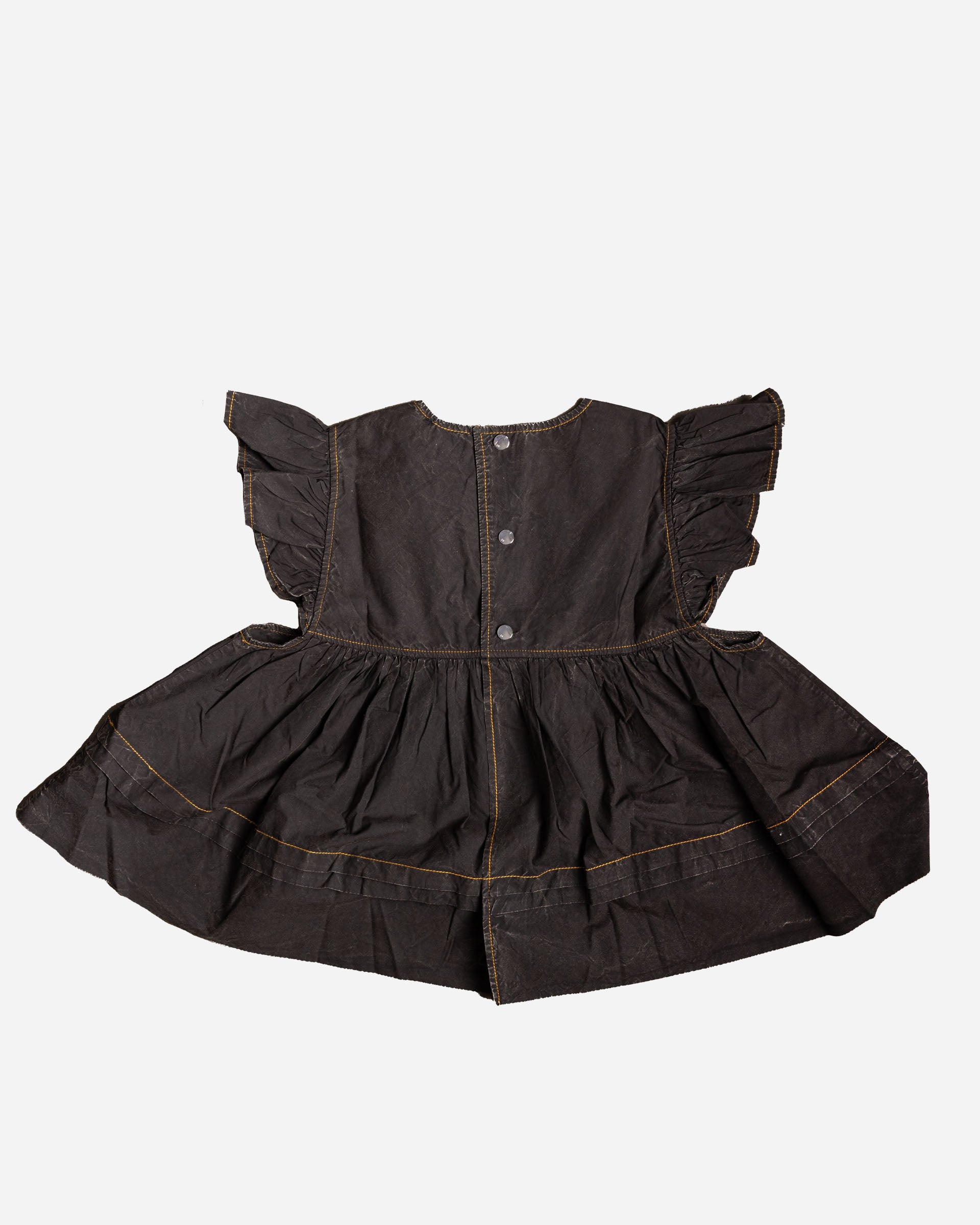 GANNI Plaggfärgad överdel i bomull med volangärmar Black W0587