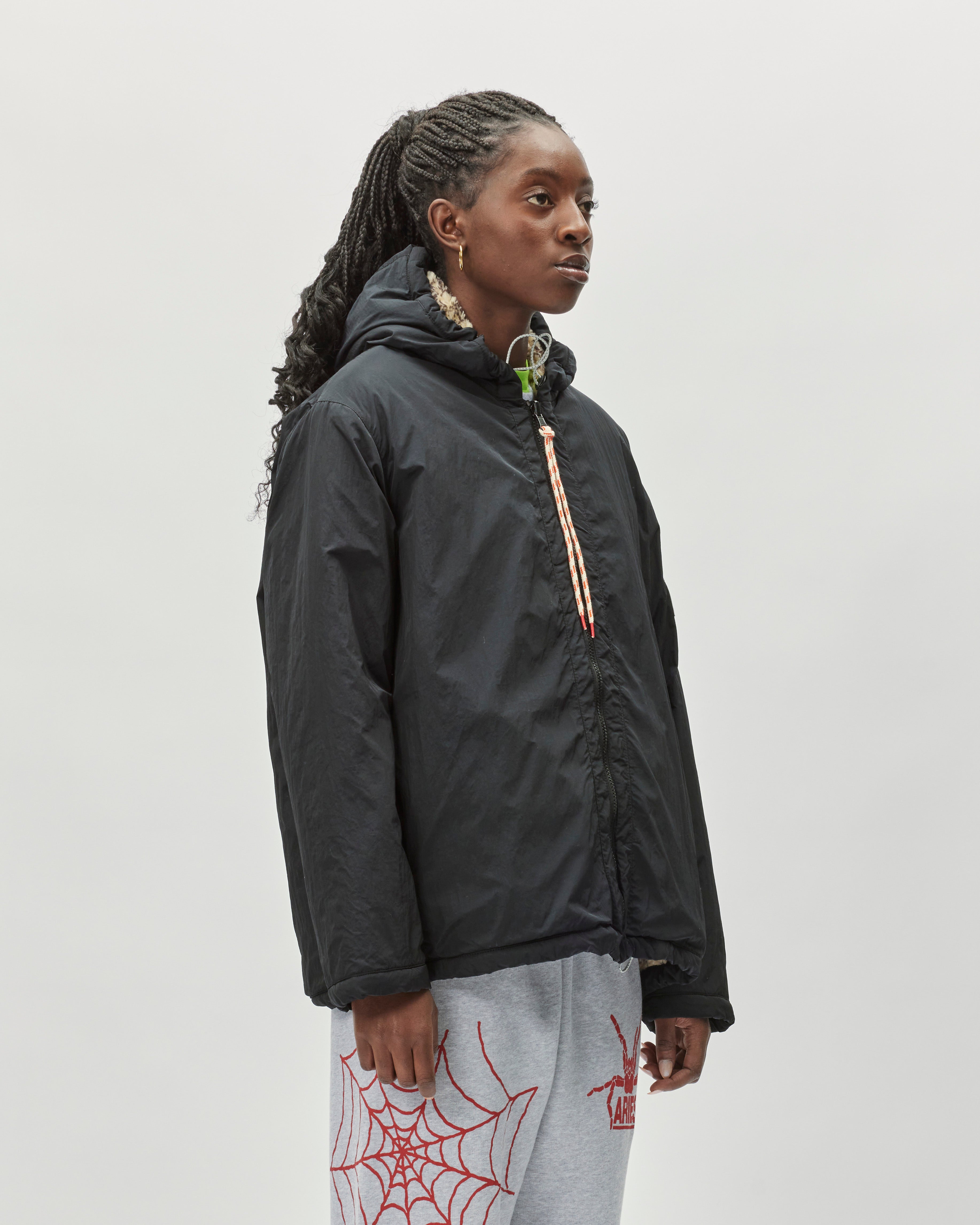 ARIES Reversible Nylon and Floral Fleece Parka Ecru RUAR70014