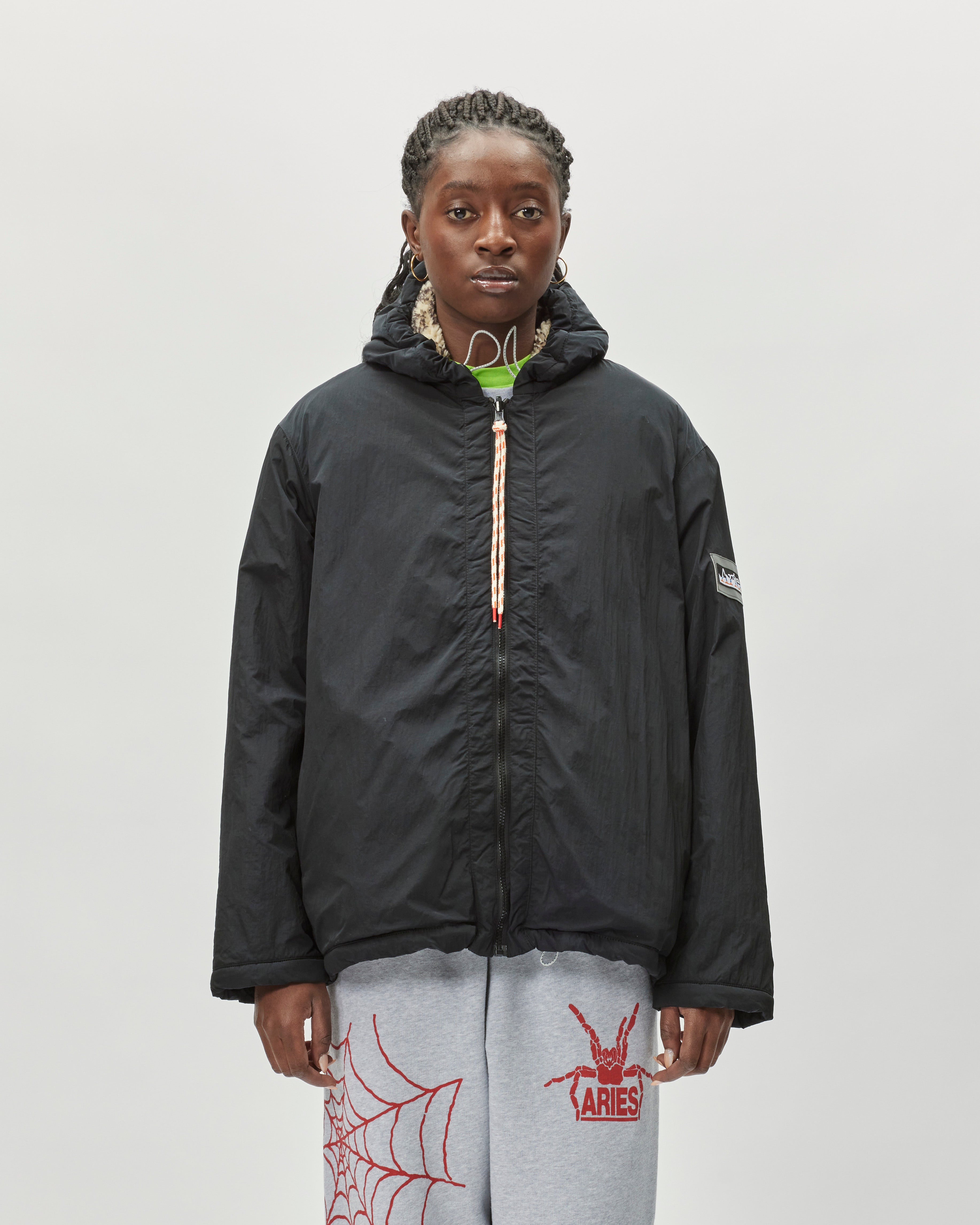 ARIES Reversible Nylon and Floral Fleece Parka Ecru RUAR70014