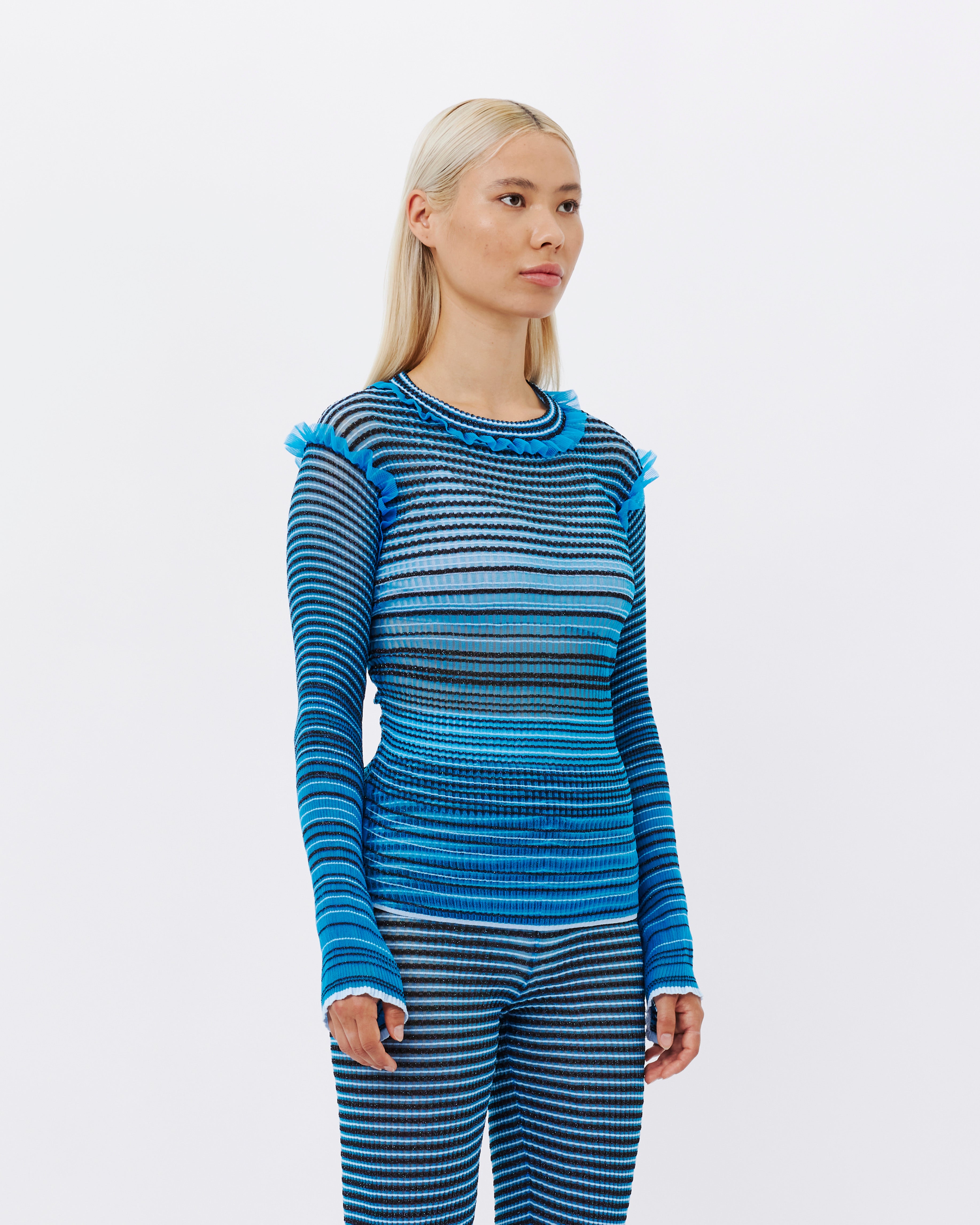 Nadia Wire Secret stripes jumper blue/brown 802-BLU
